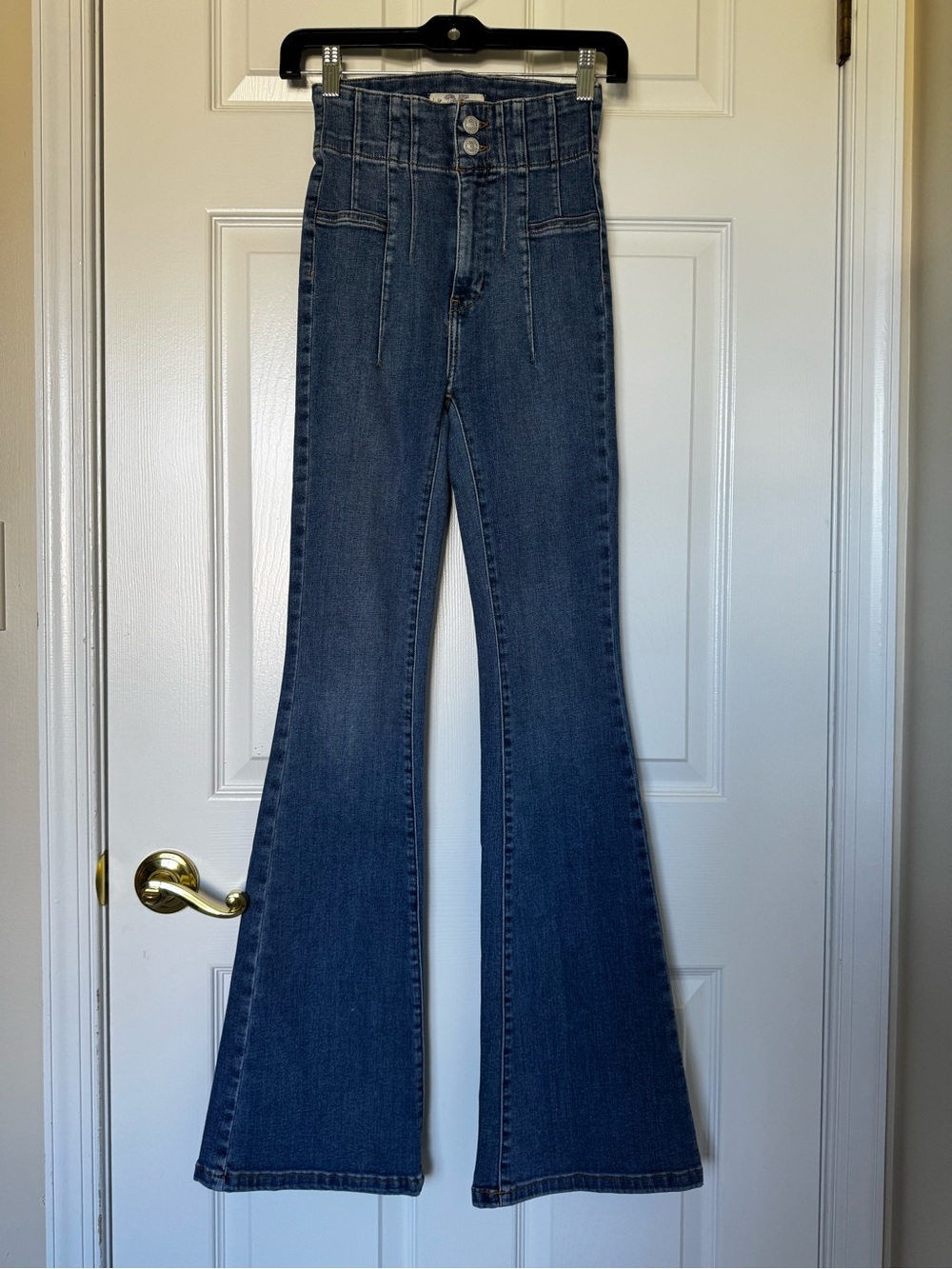 We The Free High-Rise Flare Jeans — Dark Wash Blue